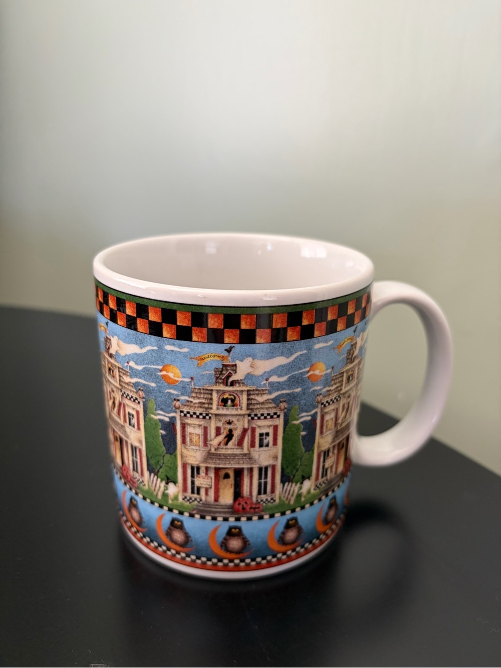 Vintage 2000 Debbie Mumm Sakura Haunted House Halloween Coffee Tea Mug